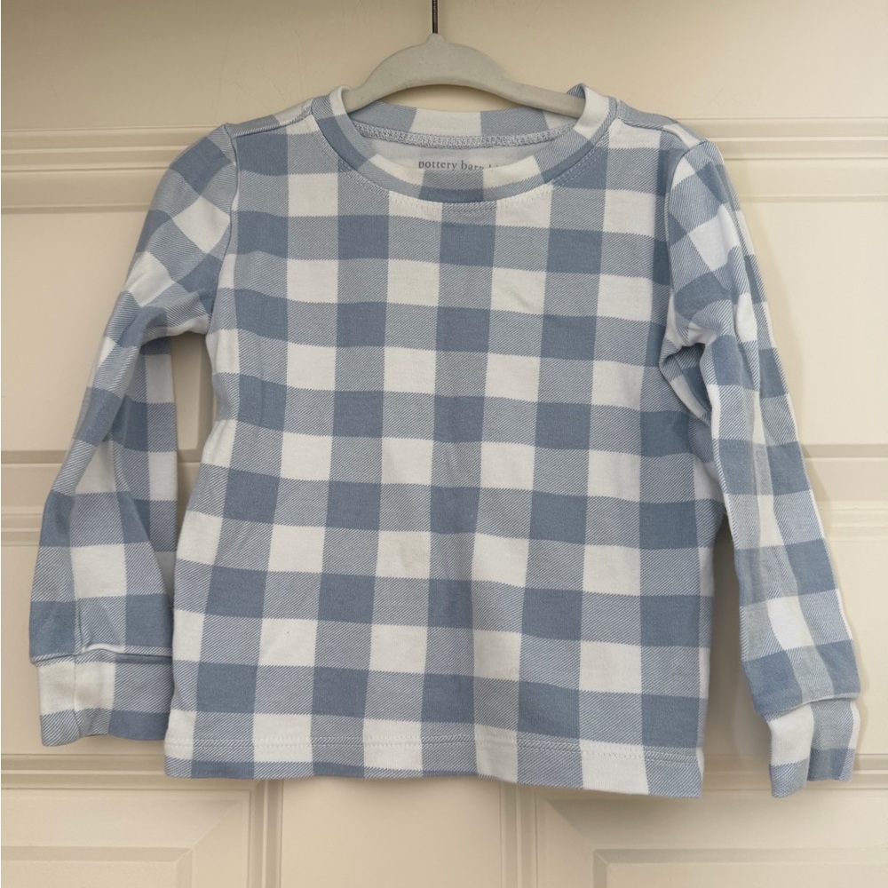 Pottery Barn Kids Blue and White Plaid pajamas set 3T
